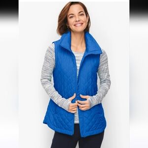 Quilted Micro Vest In Royal Blue By Talbots